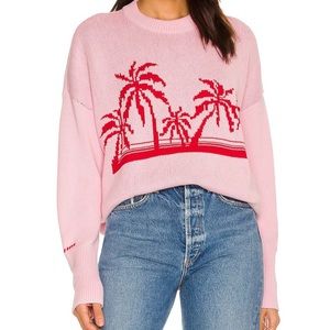 pistola Pink Sweater with Red Palm Tree Motif